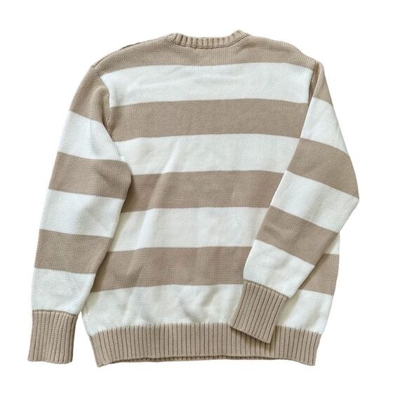 Brandy Melville PacSun Thick Knit Minimalist Neutral Striped Crew Neck S… - Picture 9 of 9